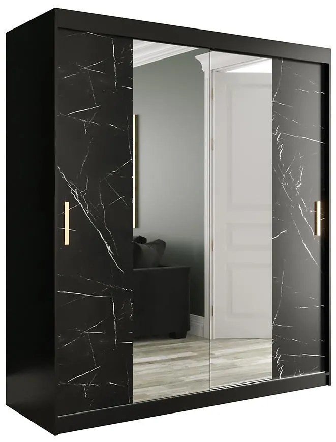 Skriňa Marmur T1 180 čierna/mramor čierna