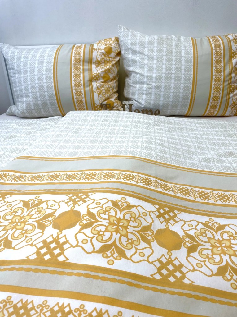 Obliečky bavlnené Angelika gold TiaHome - 1x Vankúš 90x70cm, 1x Paplón 140x220cm