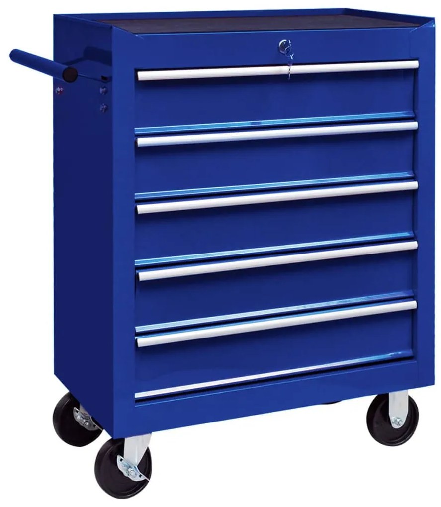 vidaXL Dielenský vozík na náradie s 5 zásuvkami modrý