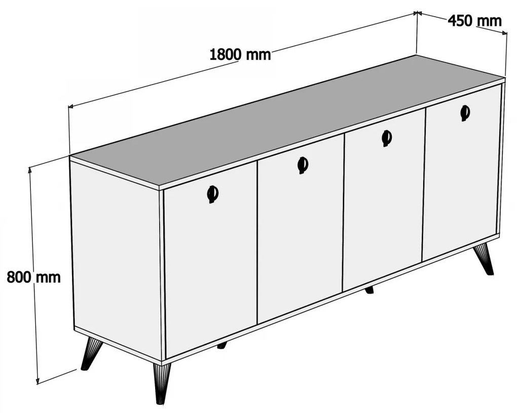 Komoda Elite 180 cm čierna