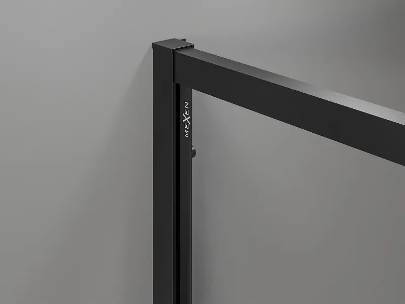 Mexen Exo, posuvná sprchová kabína, dvere 80 cm + bočná stena 90 cm, transparentné sklo, čierna, 8153-080-090-70-00