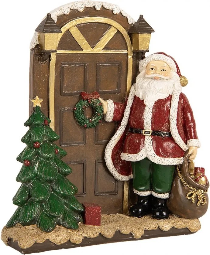 Červená vianočná dekorácia Santa Claus pri dverách - 18*7*20 cm
