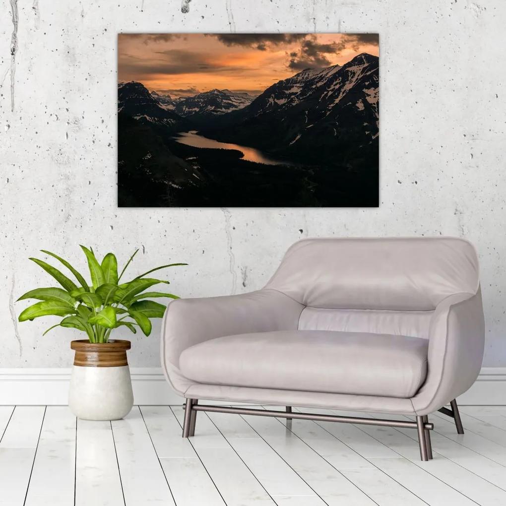 Obraz jazera medzi horami (90x60 cm)