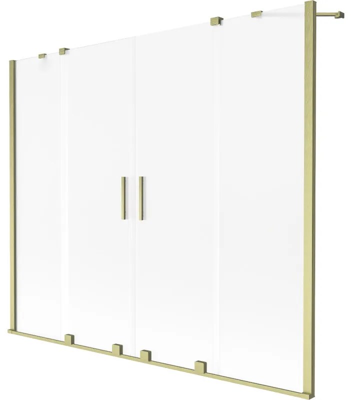 Mexen Velar Duo, 2-krídlová posuvná vaňová zástena 180 x 150 cm, 8mm sklo námraza, zlatá matná, 896-180-000-32-55