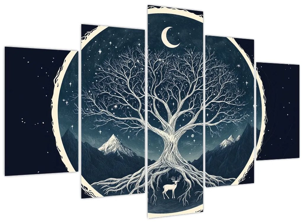 Obraz – Magický strom s jeleňom II. (150x105 cm)