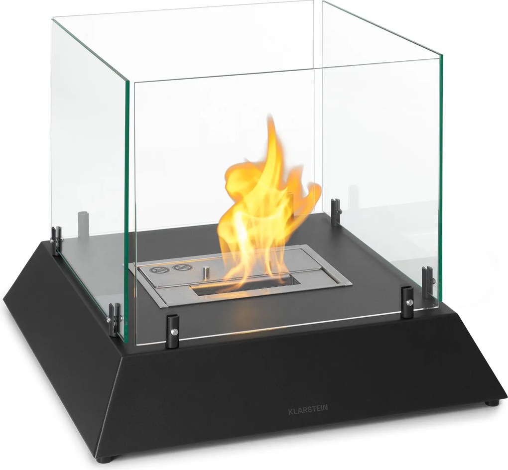 Klarstein Phantasma Cubo, etanolový krb, horáky z nehrdzavejúcej ocele, bez dymu a bez zápachu, bezpečnostné sklo