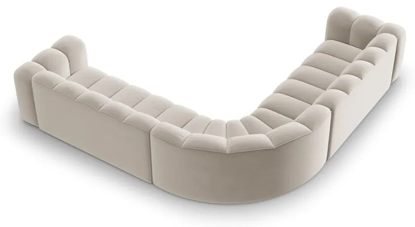 Krémová zamatová modulárna rohová pohovka Lupine – Micadoni