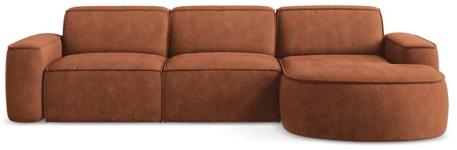 Terakotová ženilková rohová pohovka (pravý roh/s leňoškou) Omao – Makamii