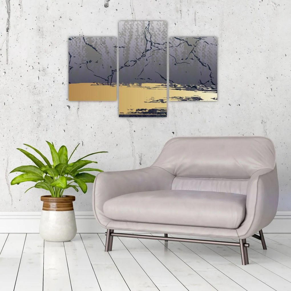 Obraz - Modrá a zlatá abstrakcia N⁰1 (90x60 cm)