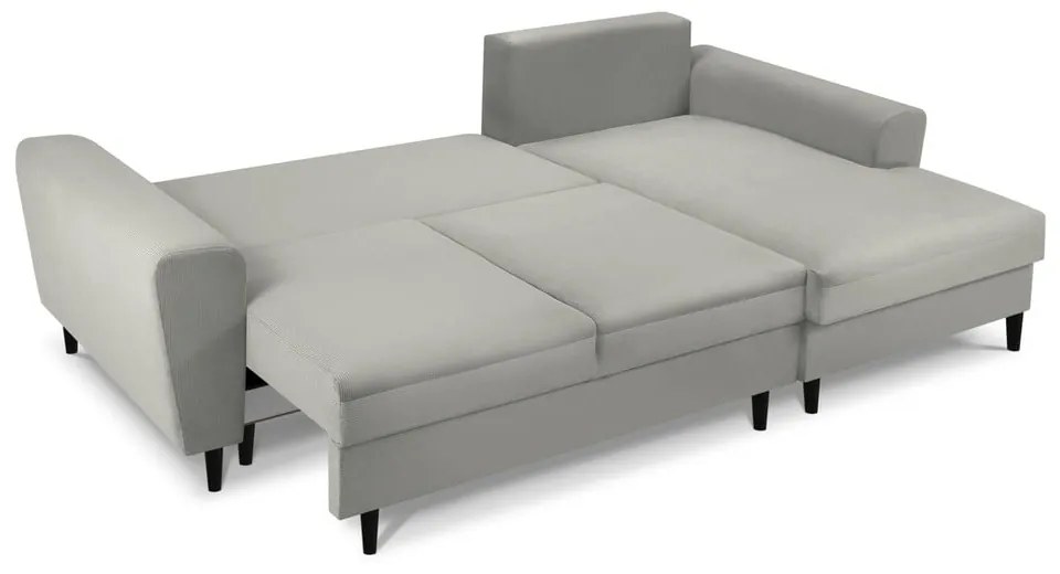 Svetlosivá menčestrová rozkladacia/s úložným priestorom rohová pohovka (pravý roh/s leňoškou) Kyoto – Cosmopolitan Design