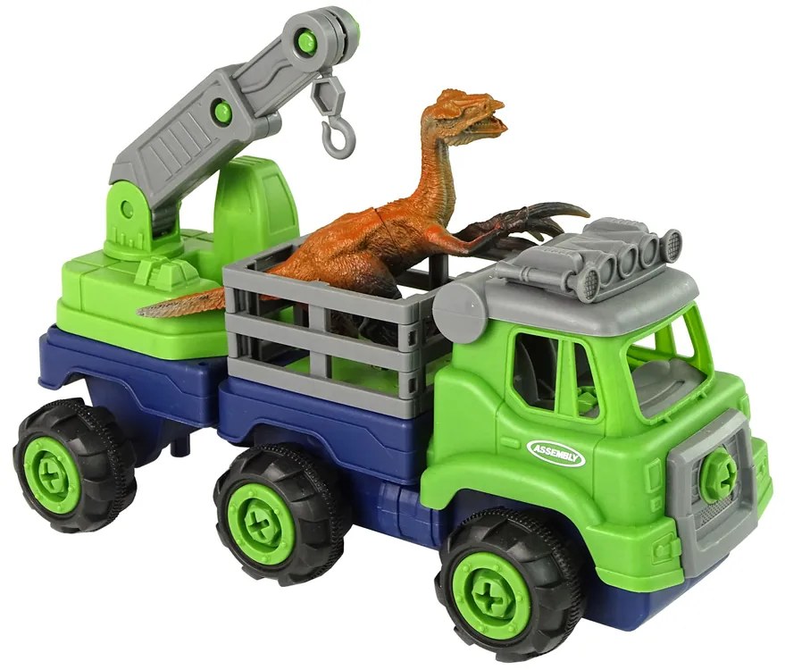 Lean Toys Kamión so žeriavom na šrobovanie – Figúrka Dinosaura