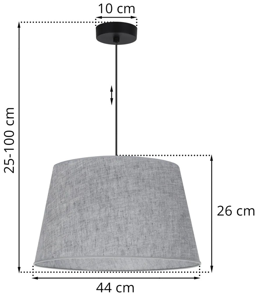 Závesné svietidlo Len, 1x šedé textilné tienidlo, (fi 44 cm), b