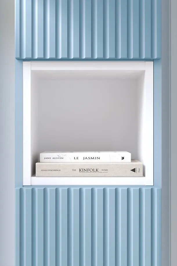 Závěsná vysoká koupelnová skříňka Nova Denim 80-30-2D modrá