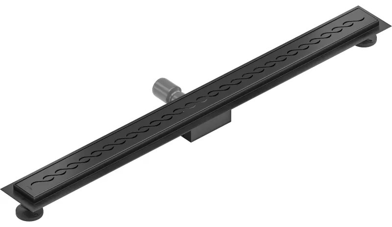 Mexen Flat nerezový sprchový žľab 90 cm, vzor M18, čierna, 1723090-15