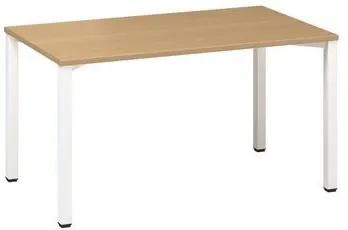 Konferenčný stôl Alfa 420 s bielym podnožím, 140 x 80 x 74,2 cm, rovn?? vyhotovenie, dezén buk
