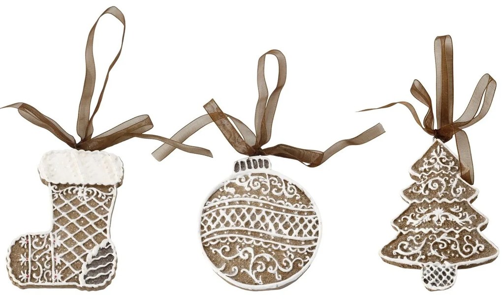 3ks perníková závesná dekorácia Noël - 6*1,5*8cm