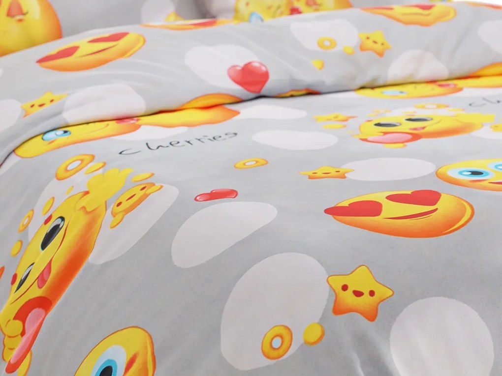 Obliečky z mikrovlákna Emoji sivé Rozmer obliečky: 70 x 90 cm | 140 x 220 cm
