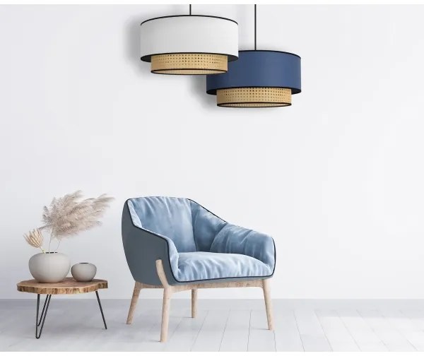 Duolla - Luster na lanku BOHO 1xE27/15W/230V pr. 45 cm biela/ratan