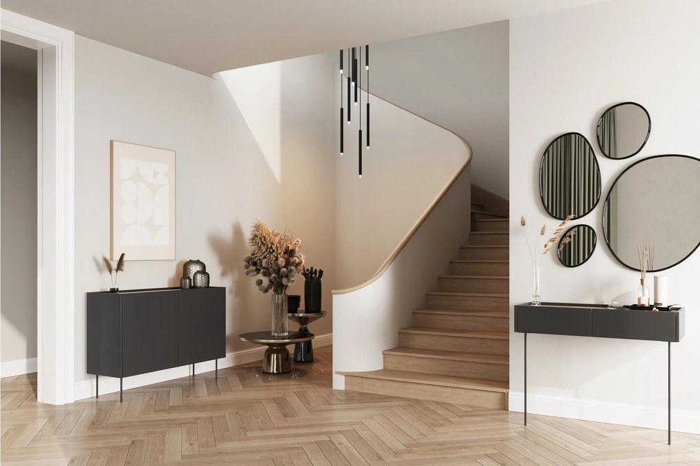 Čierna matná komoda Desin 120 cm s dvoma dverami - dub nagano