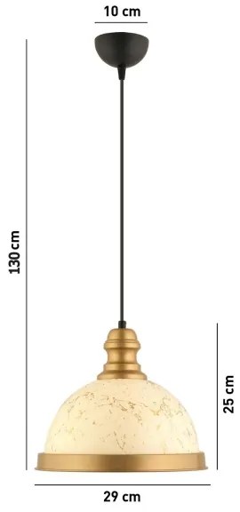 Luster na lanku MONZA 1xE27/40W/230V pr. 29 cm krémová/bronzová