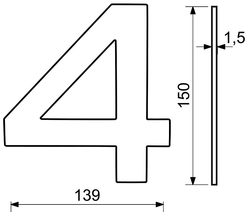 Domové číslo RICHTER RN.150L (nerez), 4, RICHTER Nerez matný