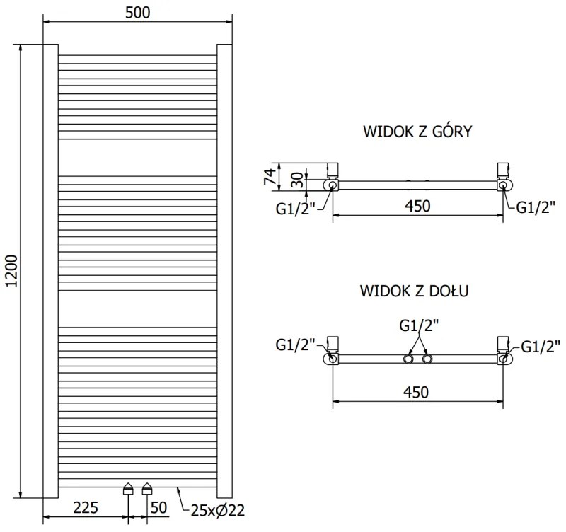 Mexen Mars, vykurovacie teleso 1200x500 mm, 417 W, chróm, W110-1200-500-00-01
