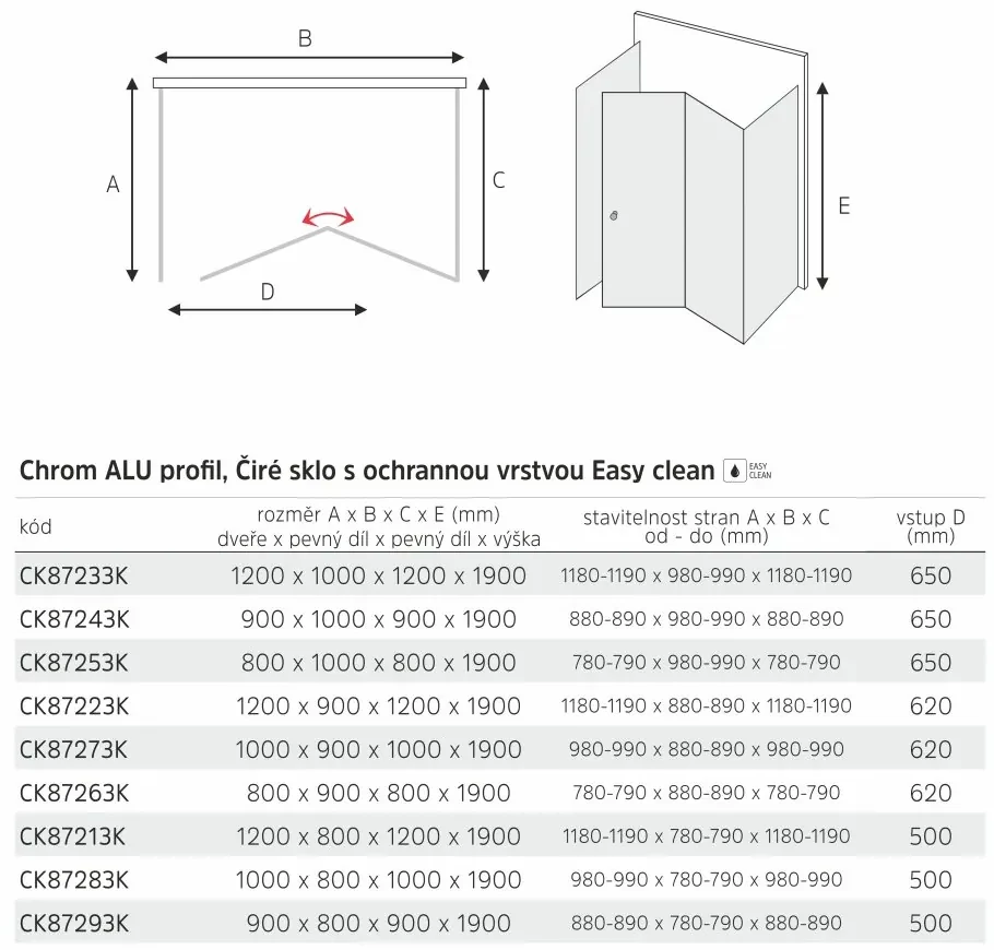 Mereo Mereo, Sprchový kút, LIMA, chróm ALU, sklo číre, MER-CK87223K