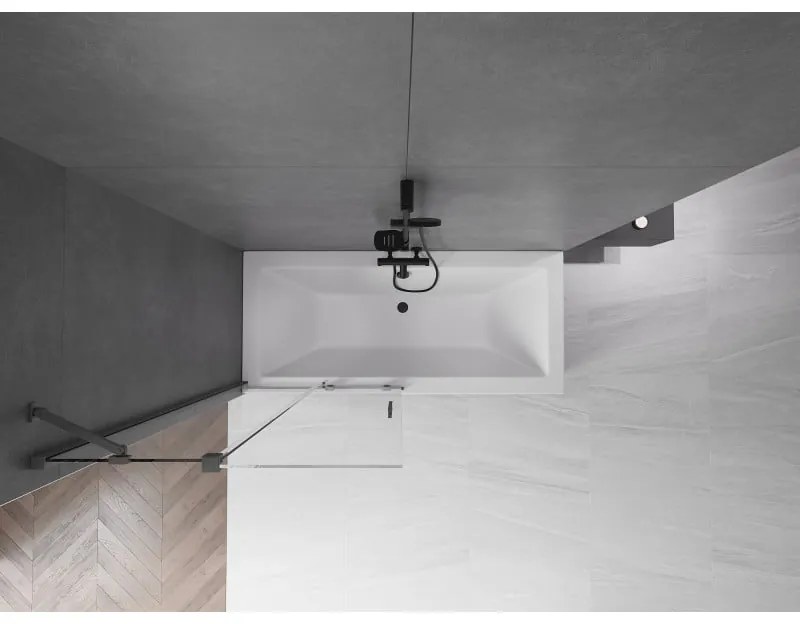 Mexen Velar, 2-krídlová posuvná vaňová zástena 90 x 150 cm, 8mm číre sklo, grafitový matný profil, 896-090-000-01-66