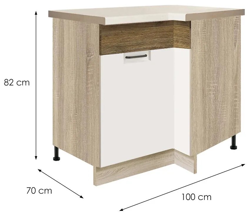 Skrinka do kuchyne Favorit 15d ľavá dub Sonoma/biela+Ribbeck