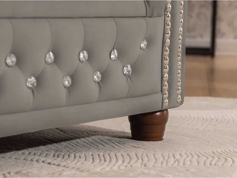 Sivá zamatová rozkladacia rohová pohovka (ľavý roh/do L) York Blik – Ropez