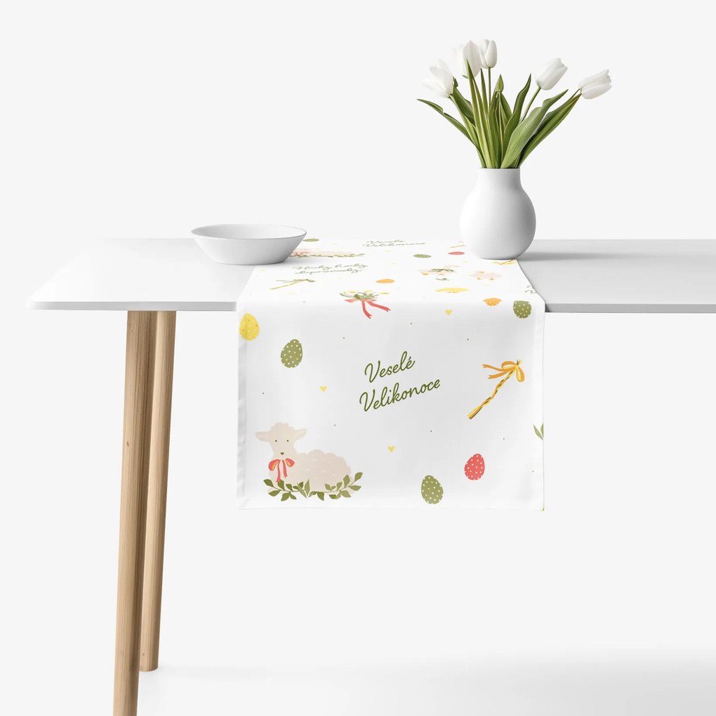 Goldea veľkonočný behúň na stôl z pevnej bavlny - česká veľká noc 50x140 cm
