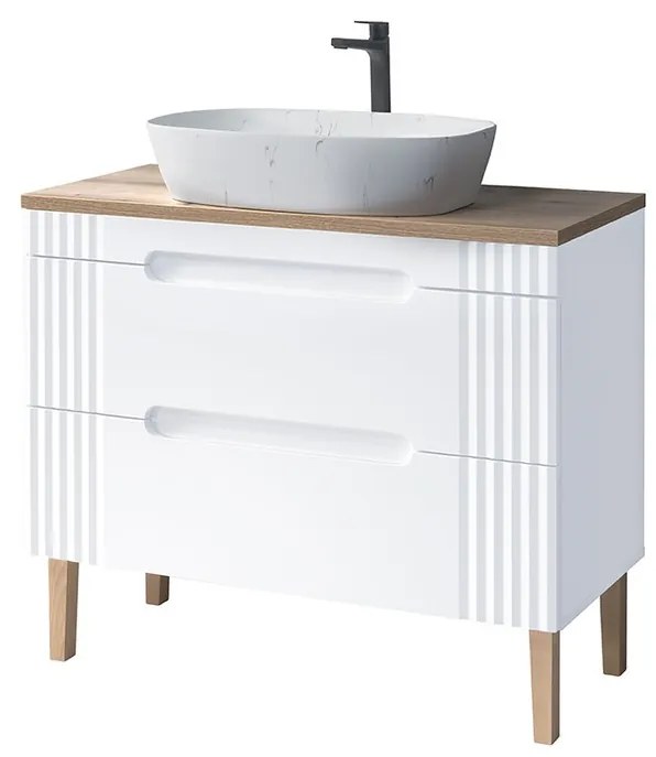 Skrinka Fiji s doskou a umývadlom 100 cm biela/dub coast evoke