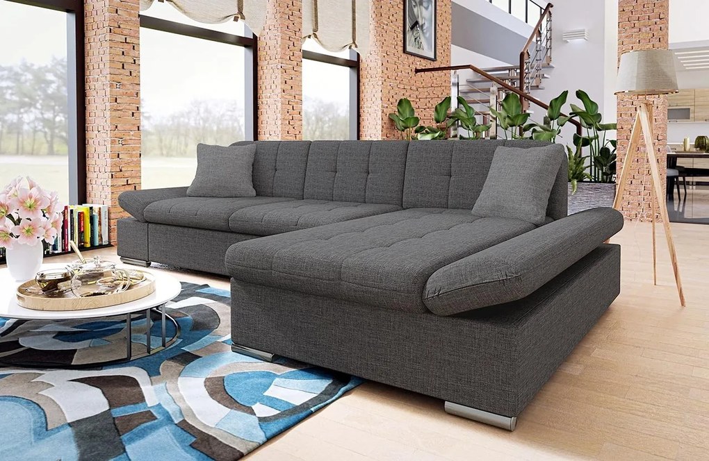 Rohová sedacia súprava s funkciou spania Laviva Sale, Dostupné poťahy: ekokoža Soft 017 + Lux 06 + Lux 05, Strana: ľavá