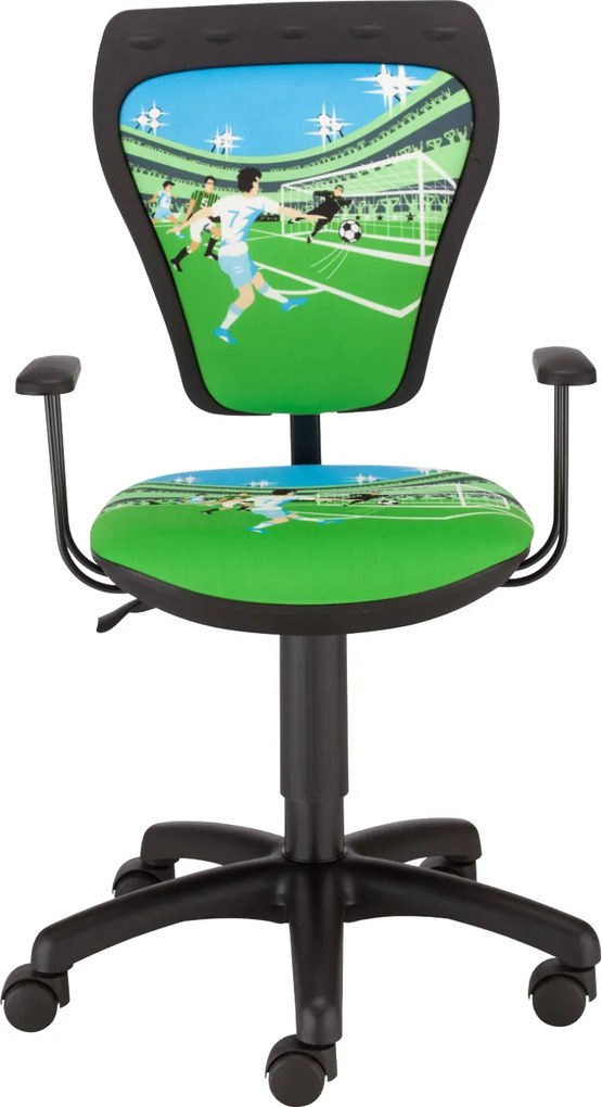 NOWY STYL Ministyle detská stolička na kolieskach s podrúčkami čierna / vzor La Liga