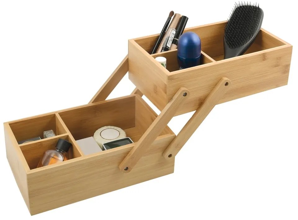 Bambusový kúpeľňový organizér na kozmetiku v prírodnej farbe Isalys – MSV