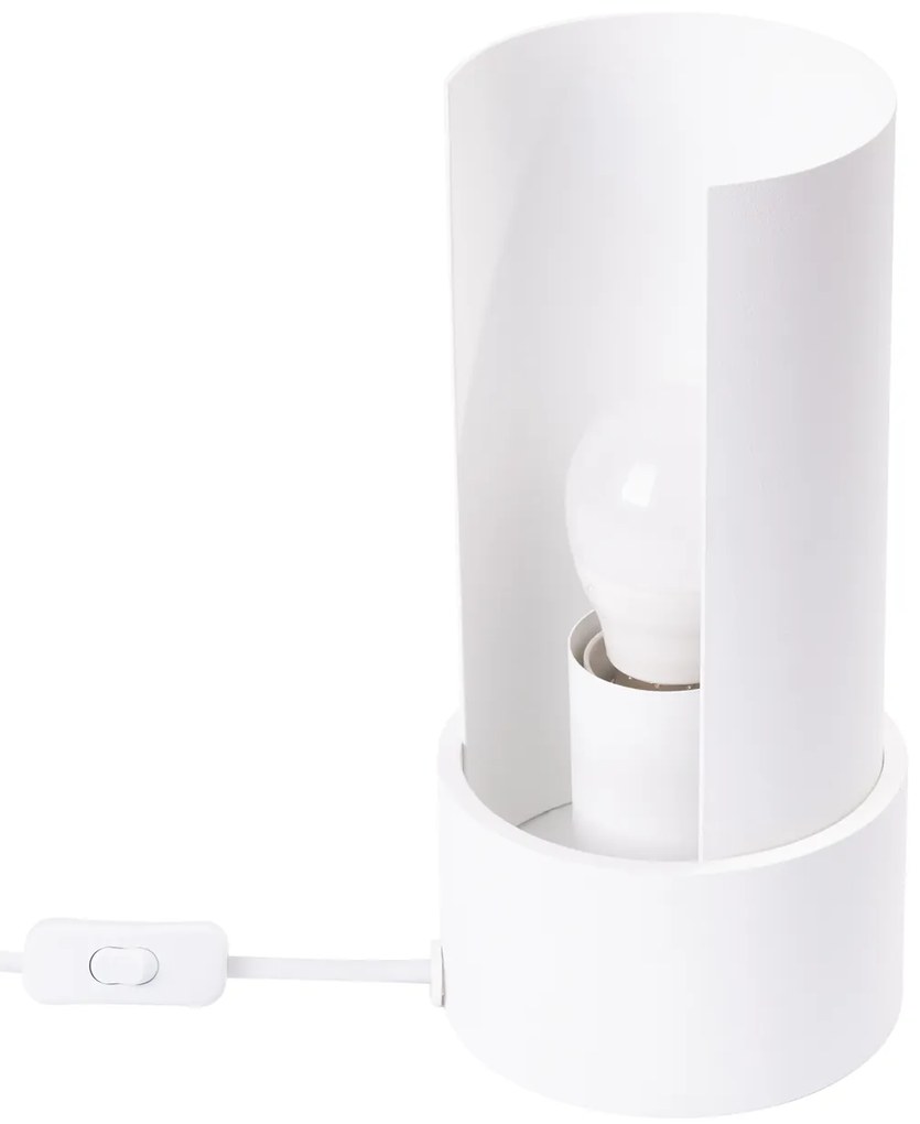 Stolná lampa Flash, 1x biele kovové tienidlo