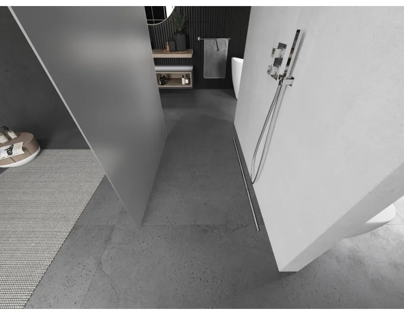 Mexen Kioto, sprchová zástena Walk-In 140 x 200 cm, 8mm sklo námraza, brúsená oceľ profil, 800-140-002-97-30