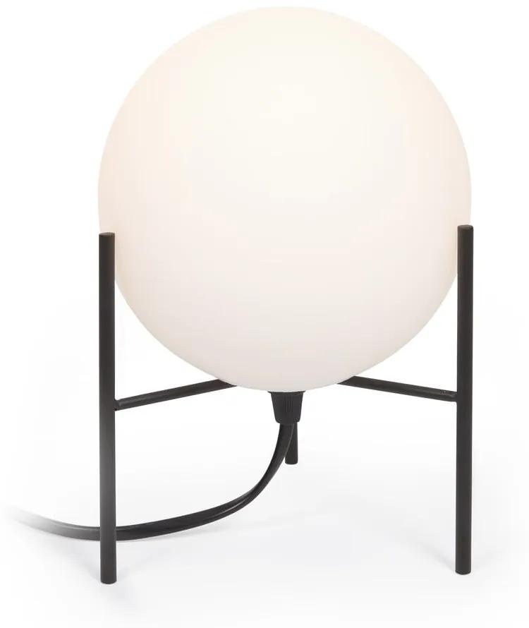 Bielo-čierna stolová lampa so skleneným tienidlom (výška 22 cm) Seina - Kave Home