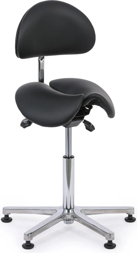 Pracovná stolička s operadlom ARDO, sedadlo v tvare sedla, s klzákmi, čierna