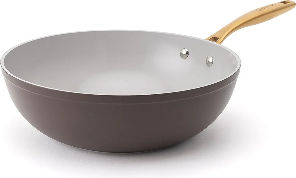 Elmich Nepriľnavá keramická wok panvica Zen Ø 28 cm – hnedozlatá