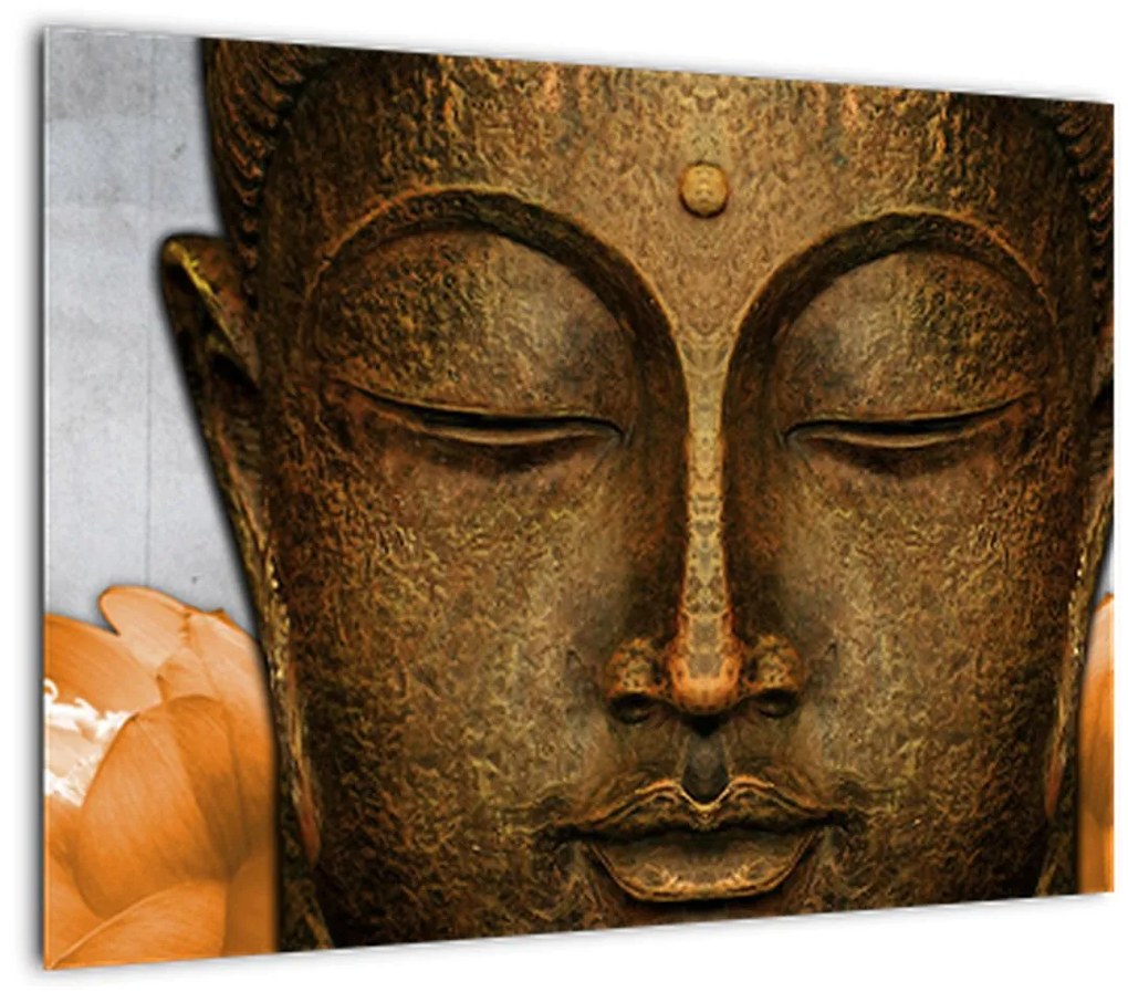 Sklenený obraz sochy s detailom tváre (70x50 cm)