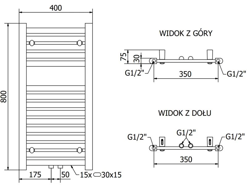 Mexen Hades, vykurovacie teleso 800 x 400 mm, 315 W, čierna, W104-0800-400-00-70