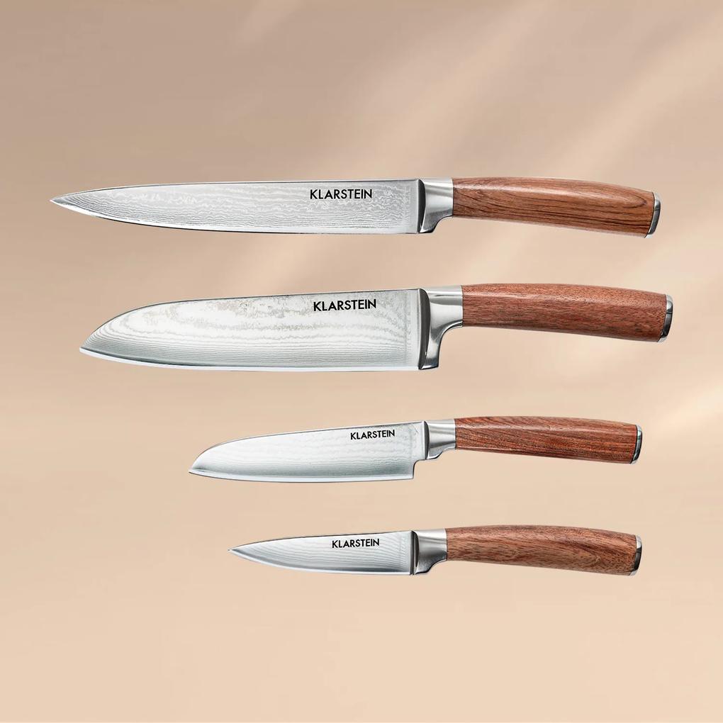 Kaito, súprava damaškových nožov, 4-dielna, extra ostrá, rukoväte z ružového dreva