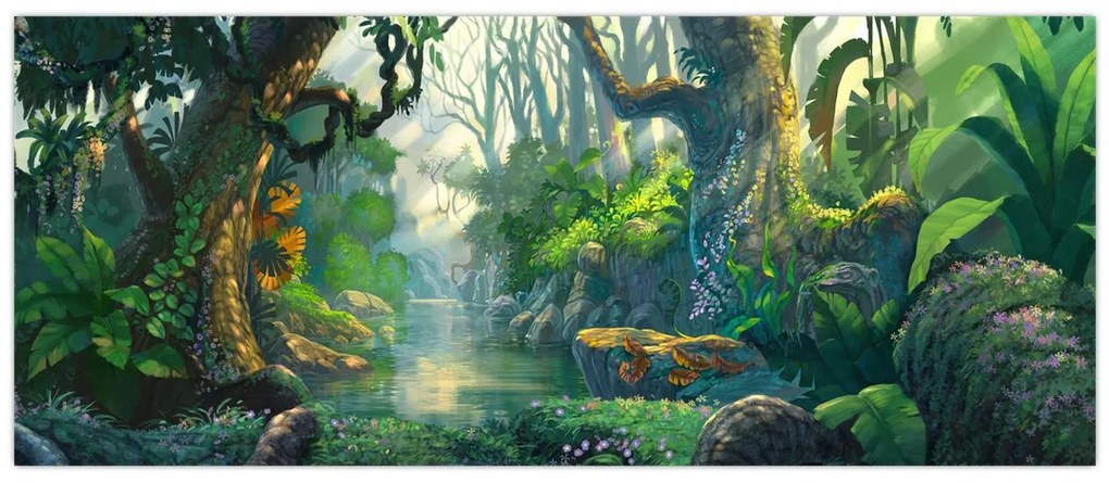 Obraz - Ilustrácia tropického lesa (120x50 cm)