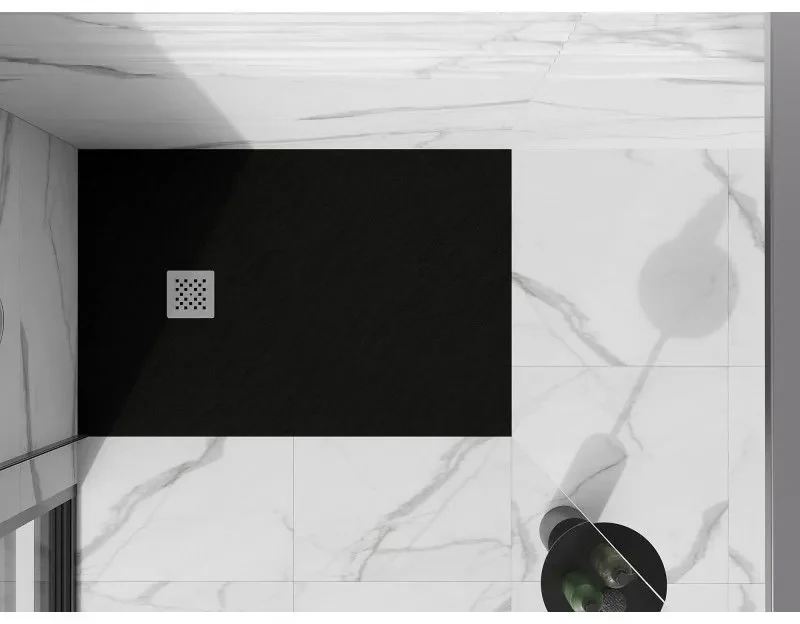 Mexen Stone+, obdĺžniková vanička z minerálneho kompozitu 130 x 70 cm, čierna matná, 44707013
