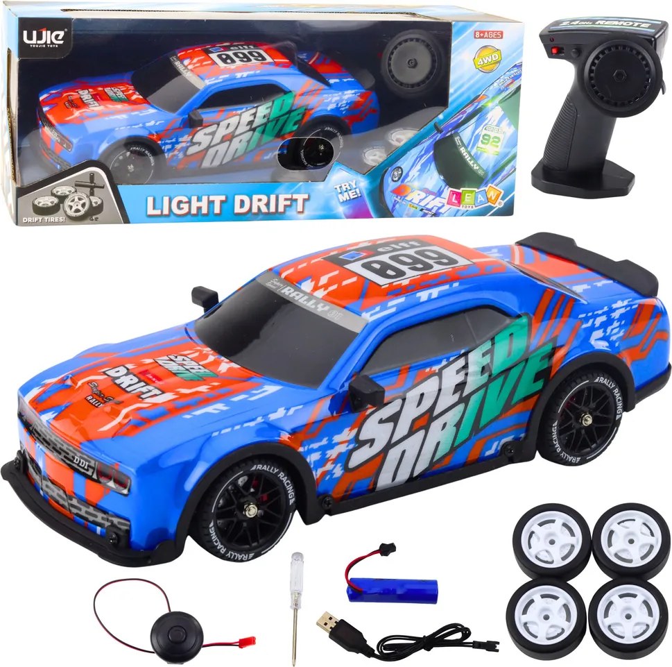 LEAN Toys RC športové auto na diaľkové ovládanie osvetlená karoséria drift modré