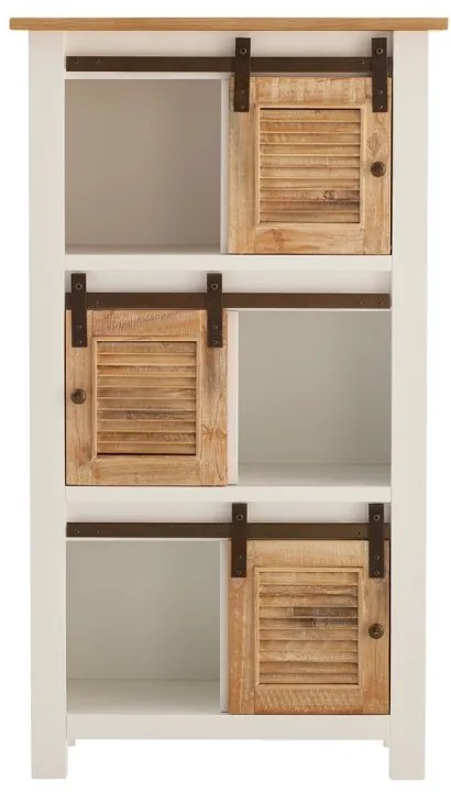 furniture-nabytek.cz - Masívna knižnica Capera z borovicového dreva a MDF, lakovaná, biela a hnedá