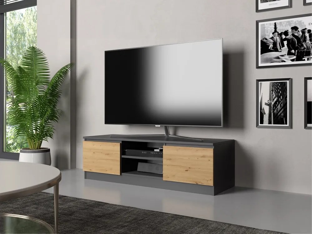 TV skrinka Musecalo 120 (antracit + dub artisan). Akcia -23%. Vlastná spoľahlivá doprava až k Vám domov. 1132496