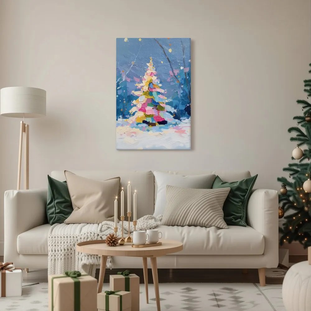 Obraz sviatočná noc s farebným stromčekom