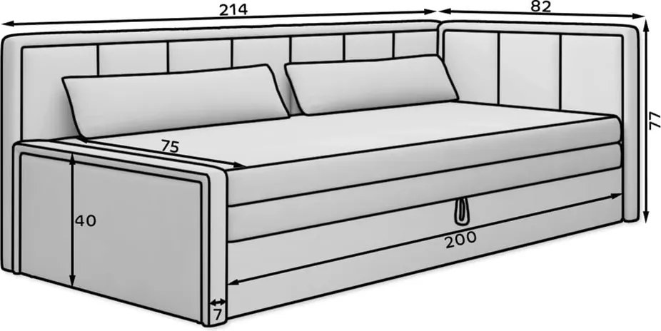 Tmavosivá ženilková rozkladacia/s úložným priestorom pohovka 214 cm Fulgeo – ELTAP